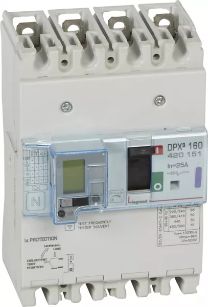 legrand-disjoncteur magn�tothermique diff�rentiel dpx�160 icu 50ka 400v~ - 4p - 25a (420151)