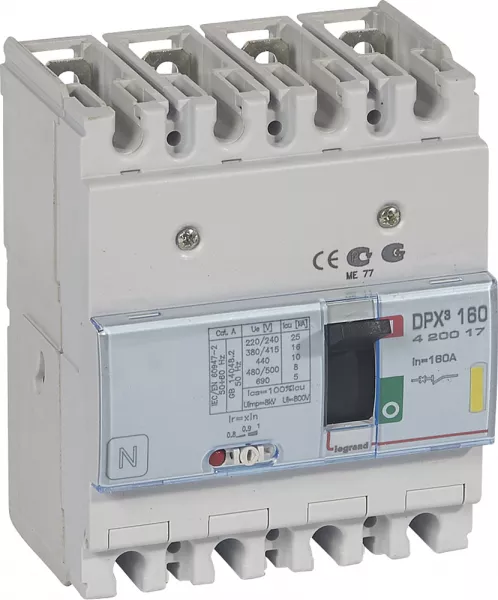 legrand-disjoncteur magn�tothermique dpx�160 pouvoir de coupure 16ka 400v~ - 4p - 160a (420017)