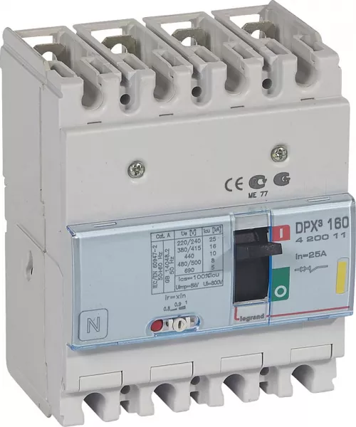 legrand-disjoncteur magn�tothermique dpx�160 pouvoir de coupure 16ka 400v~ - 4p - 25a (420011)