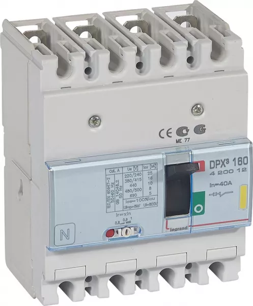 legrand-disjoncteur magn�tothermique dpx�160 pouvoir de coupure 16ka 400v~ - 4p - 40a (420012)