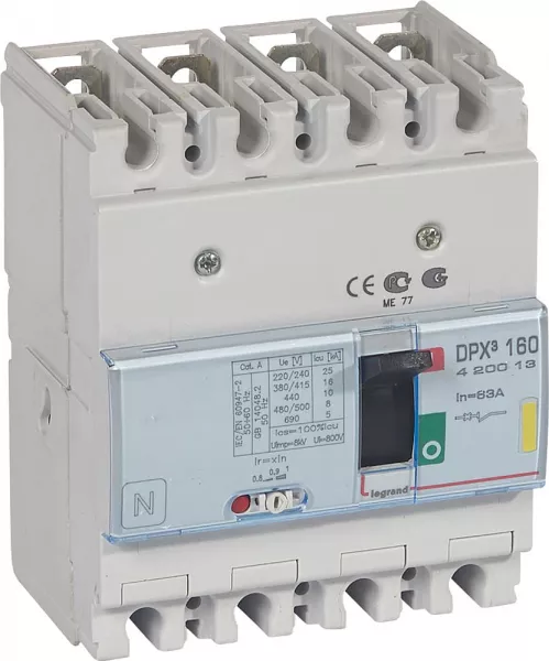 legrand-disjoncteur magn�tothermique dpx�160 pouvoir de coupure 16ka 400v~ - 4p - 63a (420013)