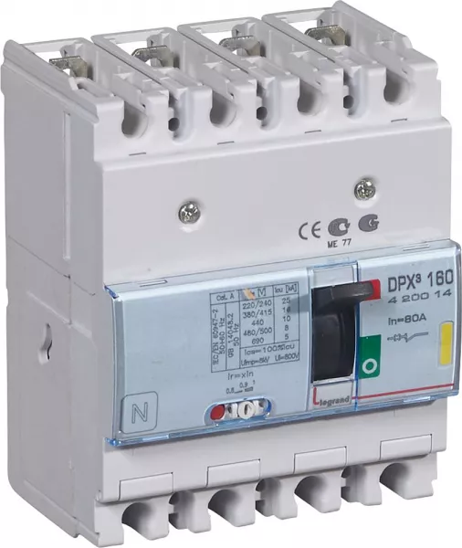 legrand-disjoncteur magn�tothermique dpx�160 pouvoir de coupure 16ka 400v~ - 4p - 80a (420014)