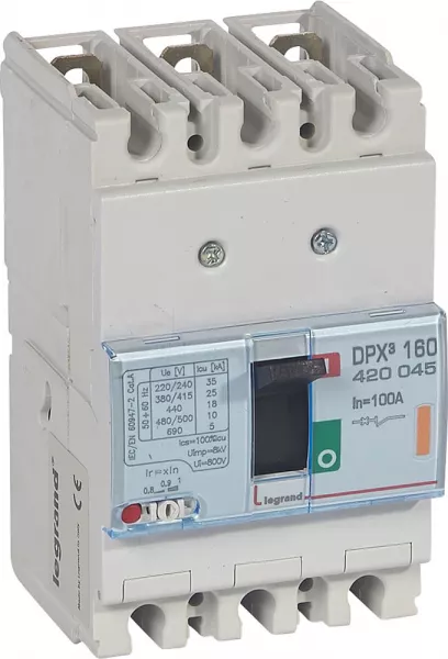 legrand-disjoncteur magn�tothermique dpx�160 pouvoir de coupure 25ka 400v~ - 3p - 100a (420045)