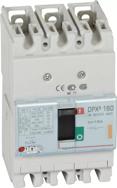 legrand-disjoncteur magn�tothermique dpx�160 pouvoir de coupure 25ka 400v~ - 3p - 16a (420040)