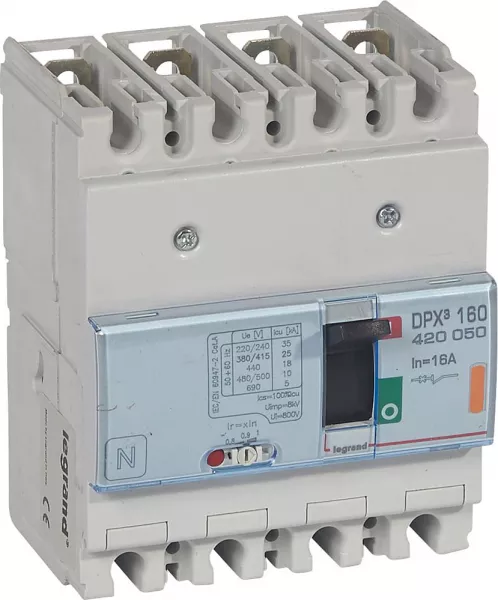 legrand-disjoncteur magn�tothermique dpx�160 pouvoir de coupure 25ka 400v~ - 4p - 16a (420050)