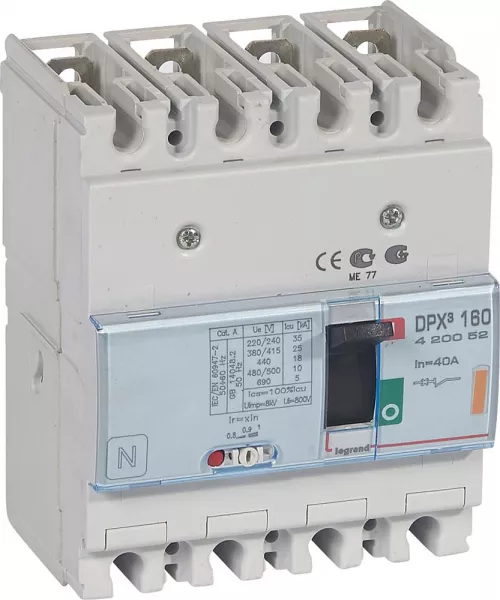 legrand-disjoncteur magn�tothermique dpx�160 pouvoir de coupure 25ka 400v~ - 4p - 40a (420052)