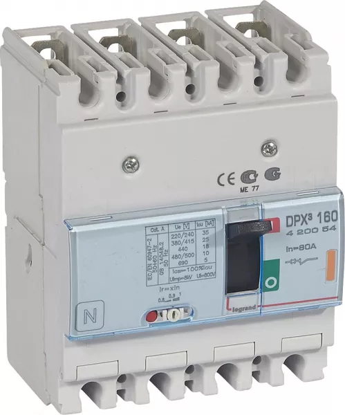 legrand-disjoncteur magn�tothermique dpx�160 pouvoir de coupure 25ka 400v~ - 4p - 80a (420054)