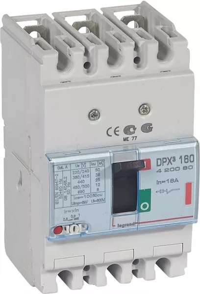 legrand-disjoncteur magn�tothermique dpx�160 pouvoir de coupure 36ka 400v~ - 3p - 16a (420080)