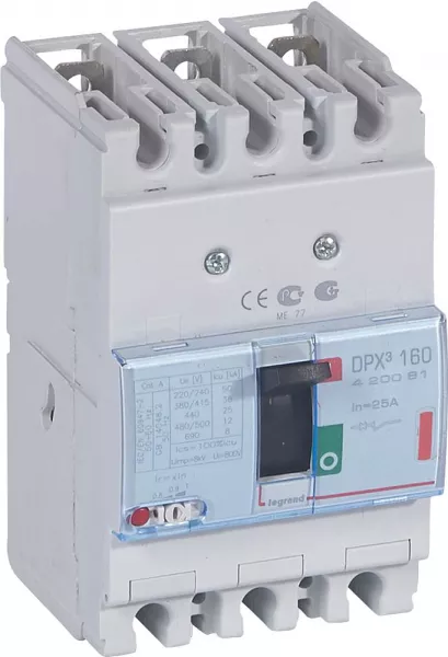 legrand-disjoncteur magn�tothermique dpx�160 pouvoir de coupure 36ka 400v~ - 3p - 25a (420081)