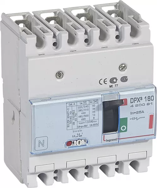 legrand-disjoncteur magn�tothermique dpx�160 pouvoir de coupure 36ka 400v~ - 4p - 25a (420091)
