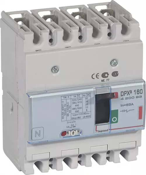 legrand-disjoncteur magn�tothermique dpx�160 pouvoir de coupure 36ka 400v~ - 4p - 63a (420093)