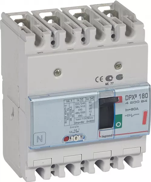 legrand-disjoncteur magn�tothermique dpx�160 pouvoir de coupure 36ka 400v~ - 4p - 80a (420094)