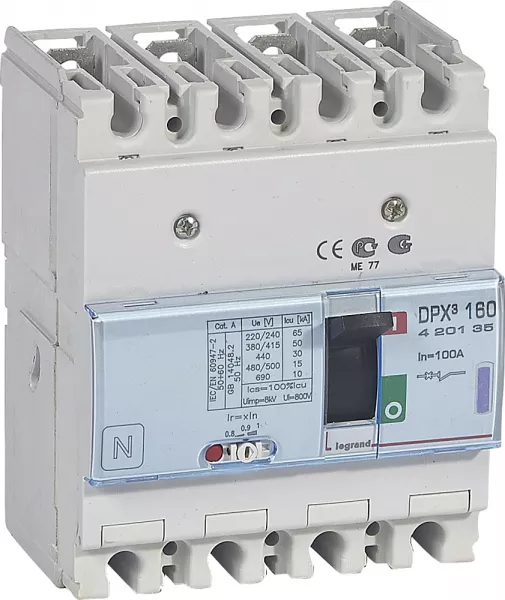 legrand-disjoncteur magn�tothermique dpx�160 pouvoir de coupure 50ka 400v~ - 4p - 100a (420135)