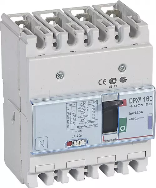 legrand-disjoncteur magn�tothermique dpx�160 pouvoir de coupure 50ka 400v~ - 4p - 125a (420136)