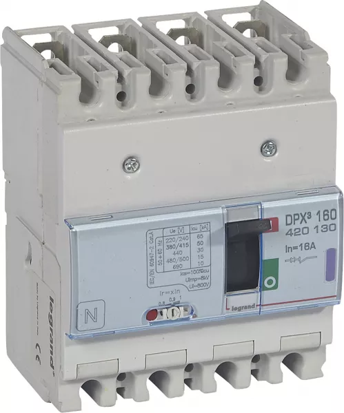 legrand-disjoncteur magn�tothermique dpx�160 pouvoir de coupure 50ka 400v~ - 4p - 16a (420130)