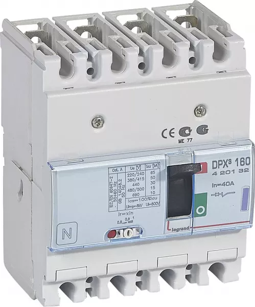 legrand-disjoncteur magn�tothermique dpx�160 pouvoir de coupure 50ka 400v~ - 4p - 40a (420132)