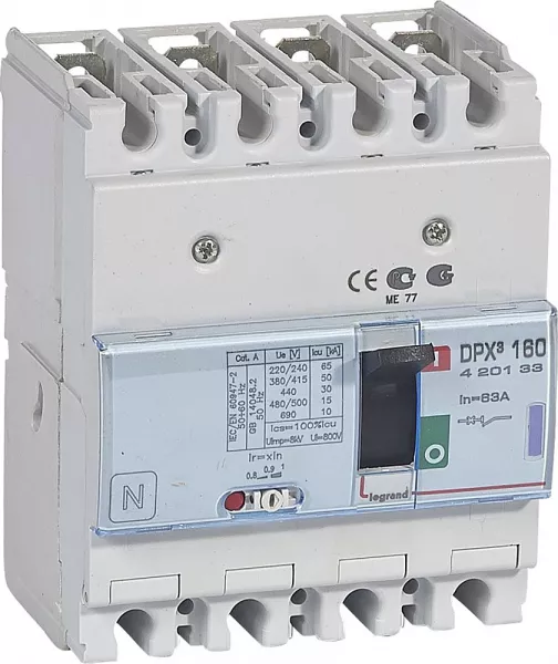 legrand-disjoncteur magn�tothermique dpx�160 pouvoir de coupure 50ka 400v~ - 4p - 63a (420133)