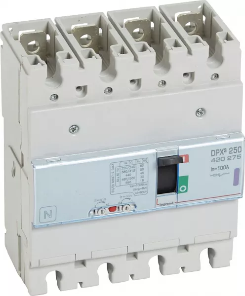 legrand-disjoncteur magn�tothermique dpx�250 pouvoir de coupure 50ka 400v~ - 4p - 100a (420275)