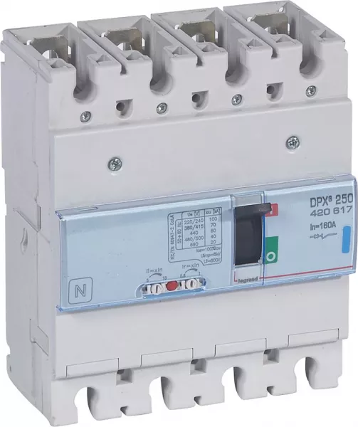 legrand-disjoncteur magn�tothermique dpx�250 pouvoir de coupure 70ka 400v~ - 4p - 160a (420617)