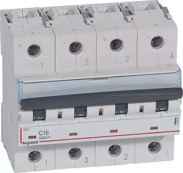 legrand-disjoncteur modulaire courant continu dx� 1000v= 16a - 6 modules (414448)