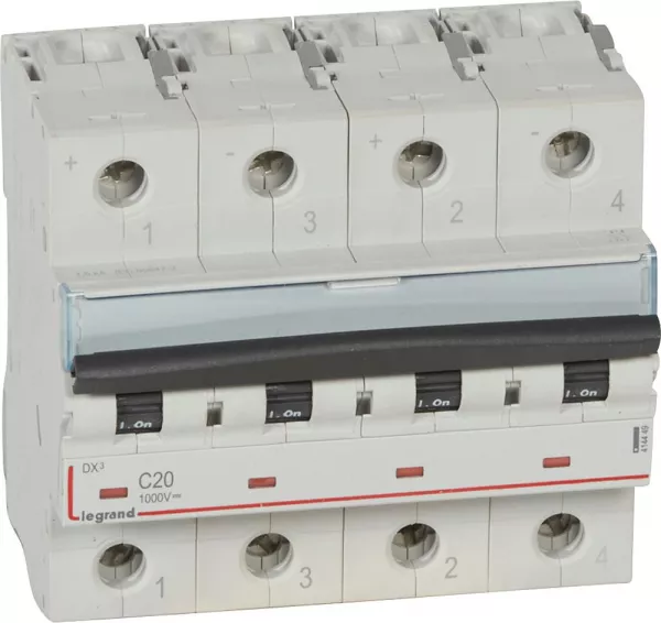 legrand-disjoncteur modulaire courant continu dx� 1000v= 20a - 6 modules (414449)