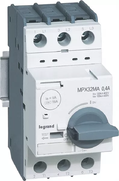 legrand-disjoncteur moteur magn�tique seul mpx�32ma - 5,2a - icu 100ka en 415v (417342)
