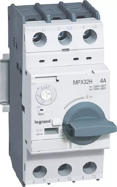 legrand-disjoncteur moteur magn�tothermique mpx�32h - 2,5a � 4a - icu 100ka en 415v (417327)