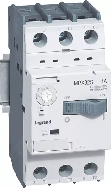 legrand-disjoncteur moteur magn�tothermique mpx�32s - r�glage 0,63a � 1a icu 100ka 415v (417304)