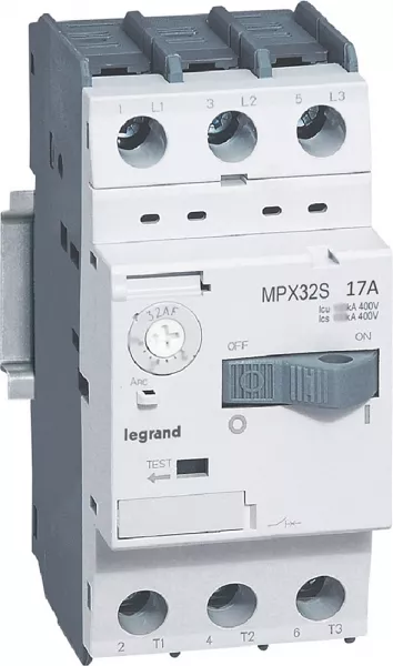 legrand-disjoncteur moteur magn�tothermique mpx�32s - r�glage 11a � 17a - icu 20ka 415v (417312)