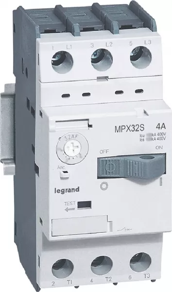 legrand-disjoncteur moteur magn�tothermique mpx�32s - r�glage 2,5a � 4a - icu 100ka 415v (417307)