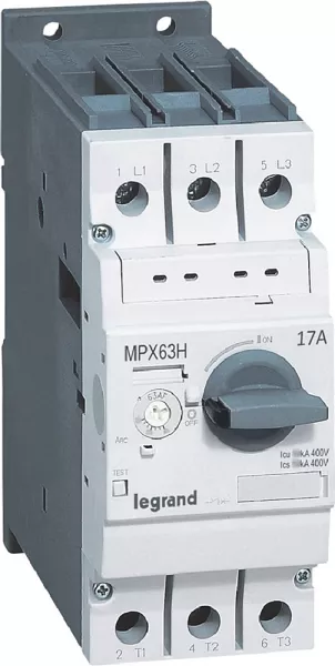legrand-disjoncteur moteur magn�tothermique mpx�63h - 11a � 17a - icu 50ka en 415v (417362)
