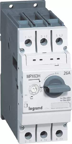 legrand-disjoncteur moteur magn�tothermique mpx�63h - 18a � 26a - icu 50ka en 415v (417364)