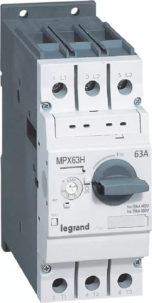 legrand-disjoncteur moteur magn�tothermique mpx�63h - 45a � 63a - icu 50ka en 415v (417368)