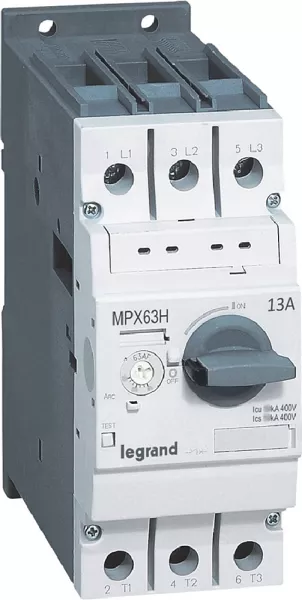 legrand-disjoncteur moteur magn�tothermique mpx�63h - 9a � 13a - icu 100ka en 415v (417361)