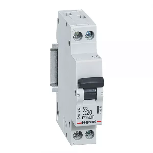 legrand-disjoncteur rx� 4500 1p+n 230v~ 20a courbe c - 1 module (419950)