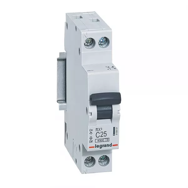 legrand-disjoncteur rx� 4500 1p+n 230v~ 25a courbe c - 1 module (419951)