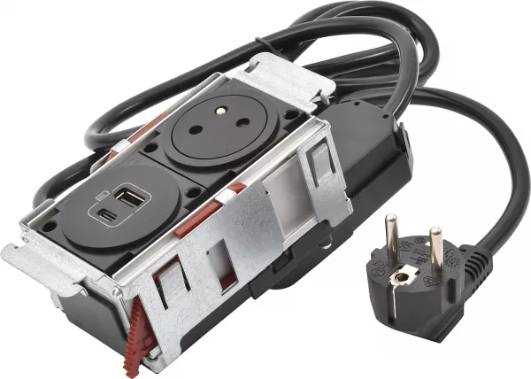 legrand-disq\'in incara 2 postes 2p+t + usb a+c - noir (654743)