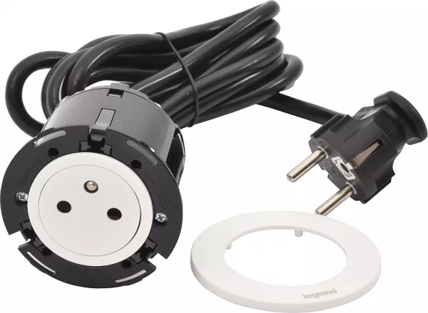 legrand-disq60 incara 2p+t surface et cordon avec fiche 2p+t - blanc (654720)