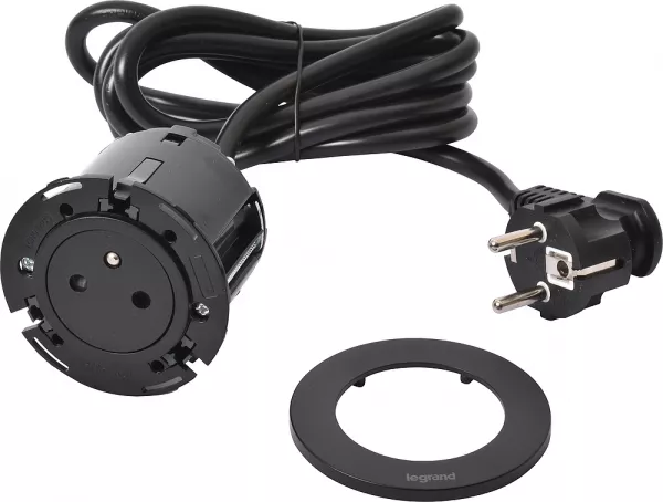 legrand-disq60 incara 2p+t surface et cordon avec fiche 2p+t - noir (654721)