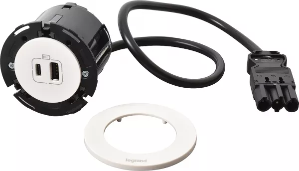 legrand-disq60 incara chargeur usb a+c et cordon avec connecteur wieland - blanc (654730f)