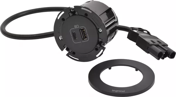 legrand-disq60 incara chargeur usb a+c et cordon avec connecteur wieland - noir (654731f)