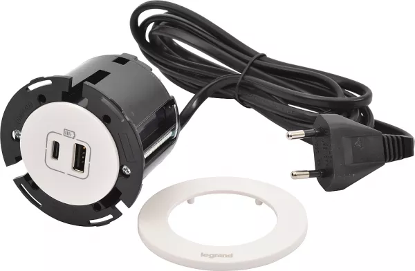 legrand-disq60 incara chargeur usb a+c et cordon avec fiche 2p+t - blanc (654730)