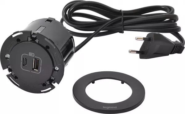 legrand-disq60 incara chargeur usb a+c et cordon avec fiche 2p+t - noir (654731)