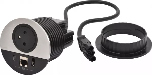 legrand-disq80 incara 2p+t + usb a+c + rj45 + cordon connecteur wieland - m�tal (654703f)
