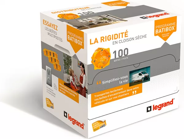 legrand-distributeur de 100 bo�tes pour cloisons s�ches batibox profondeur 40mm (080008)