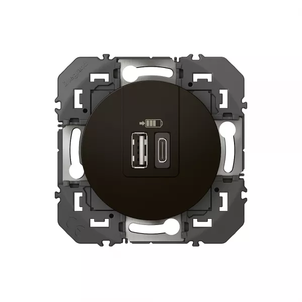 legrand-double chargeur usb 1 type-a + 1 type-c dooxie 3a - noir (600549)