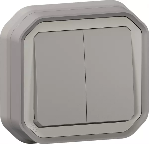legrand-double interrupteur / va-et-vient ou poussoir plexo complet encastr� - gris (070072)