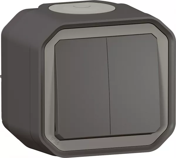 legrand-double interrupteur / va-et-vient ou poussoir plexo complet saillie - anthracite (070062)