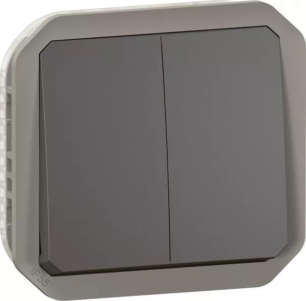 legrand-double interrupteur / va-et-vient ou poussoir plexo composable - anthracite (070048)