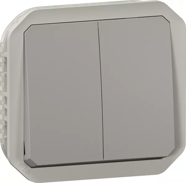 legrand-double interrupteur / va-et-vient ou poussoir plexo composable - gris (070041)